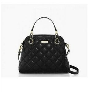 Black leather with 14k gold plated hardware handbag & crossbody